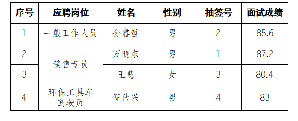 国投集团下属矿产公司临时工作人员招聘面试结果公示