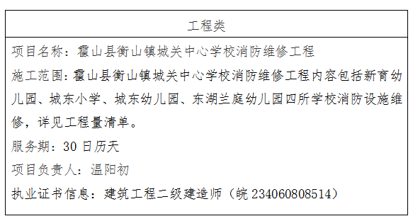DBSGC-2023-018 霍山县衡山镇城关中心学校消防维修工程成交公告