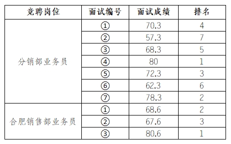 安徽大别山乡村振兴产业发展有限公司招聘临时工作人员面试结果公示